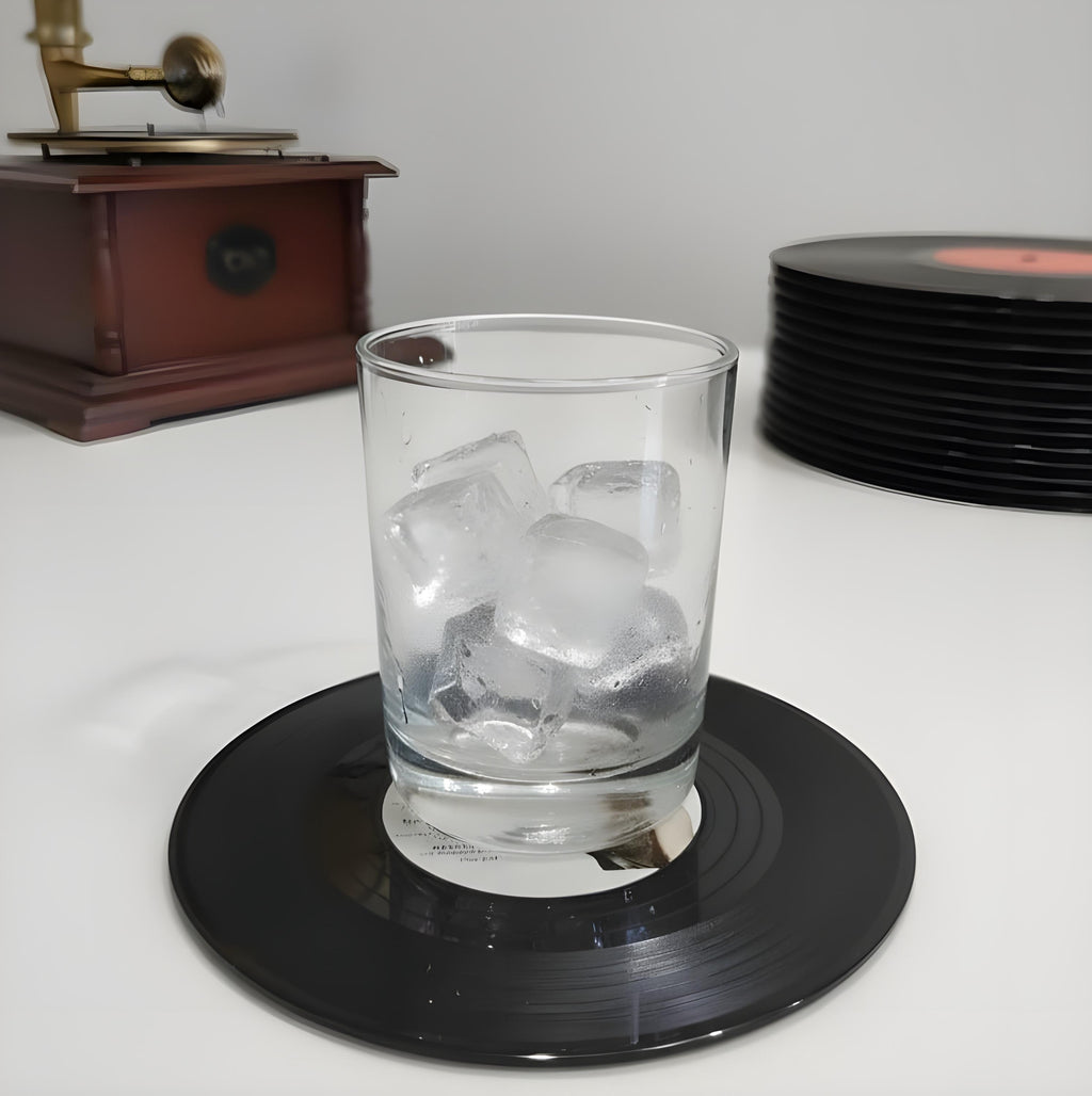 Vinyl Record Coasters Set, Retro Music Decor