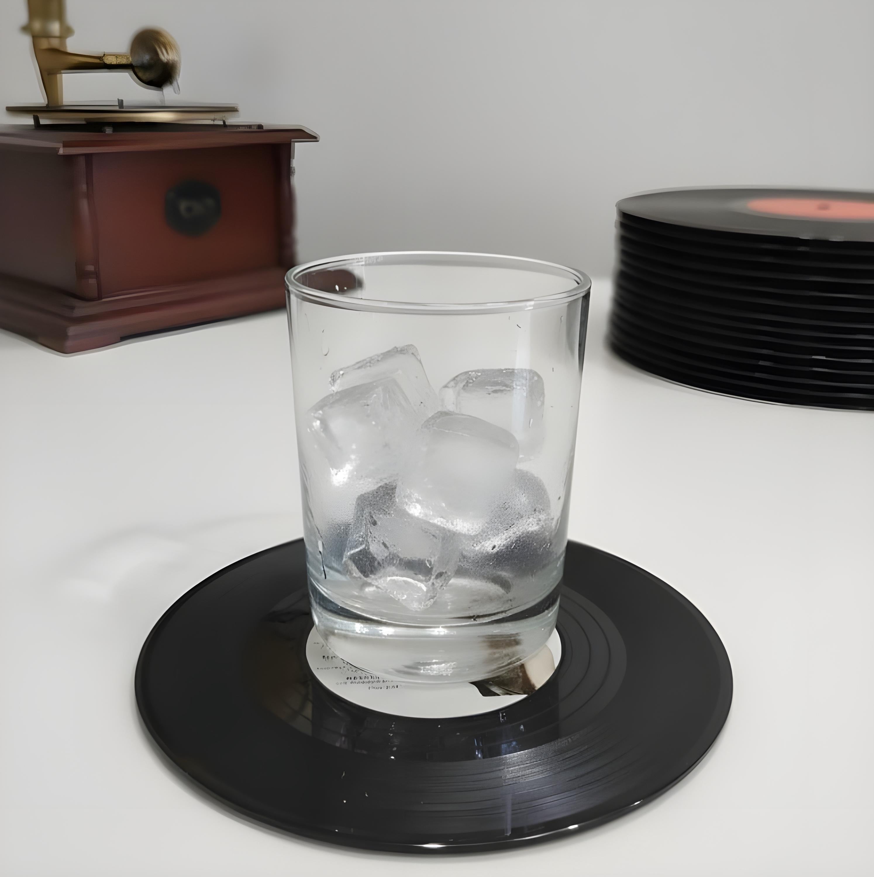 Vinyl Record Coasters Set, Retro Music Decor