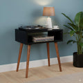 Compact Record stand, Black marble top, Wood legs