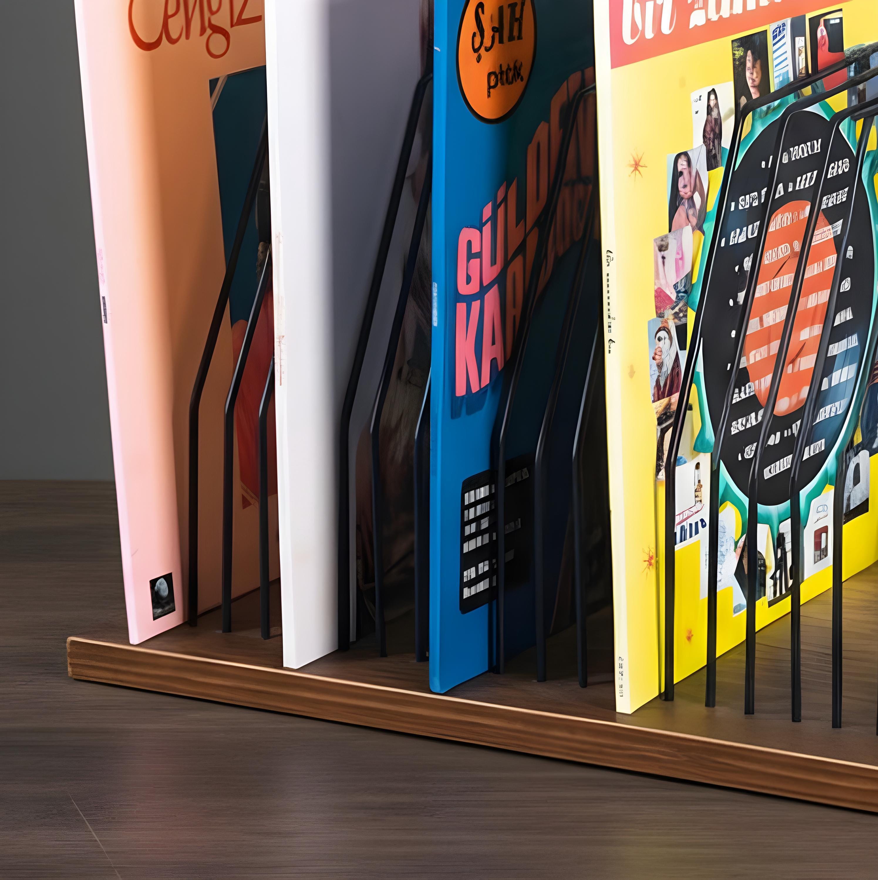Stylish Record Rack, Powder Coated Rack, Metal Tabletop Organizer