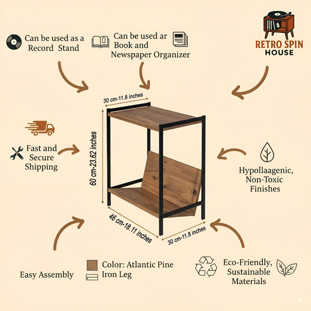 Record player rack, Turntable Stand, Compact album storage unit