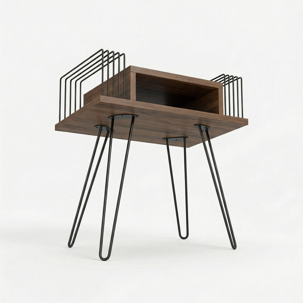 Record Player Stand : Vinyl Console Cabinet - LP Storage Rack - Handmade Music Furniture.