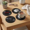 Lp record coaster set, black vinyl, retro dj booth decor