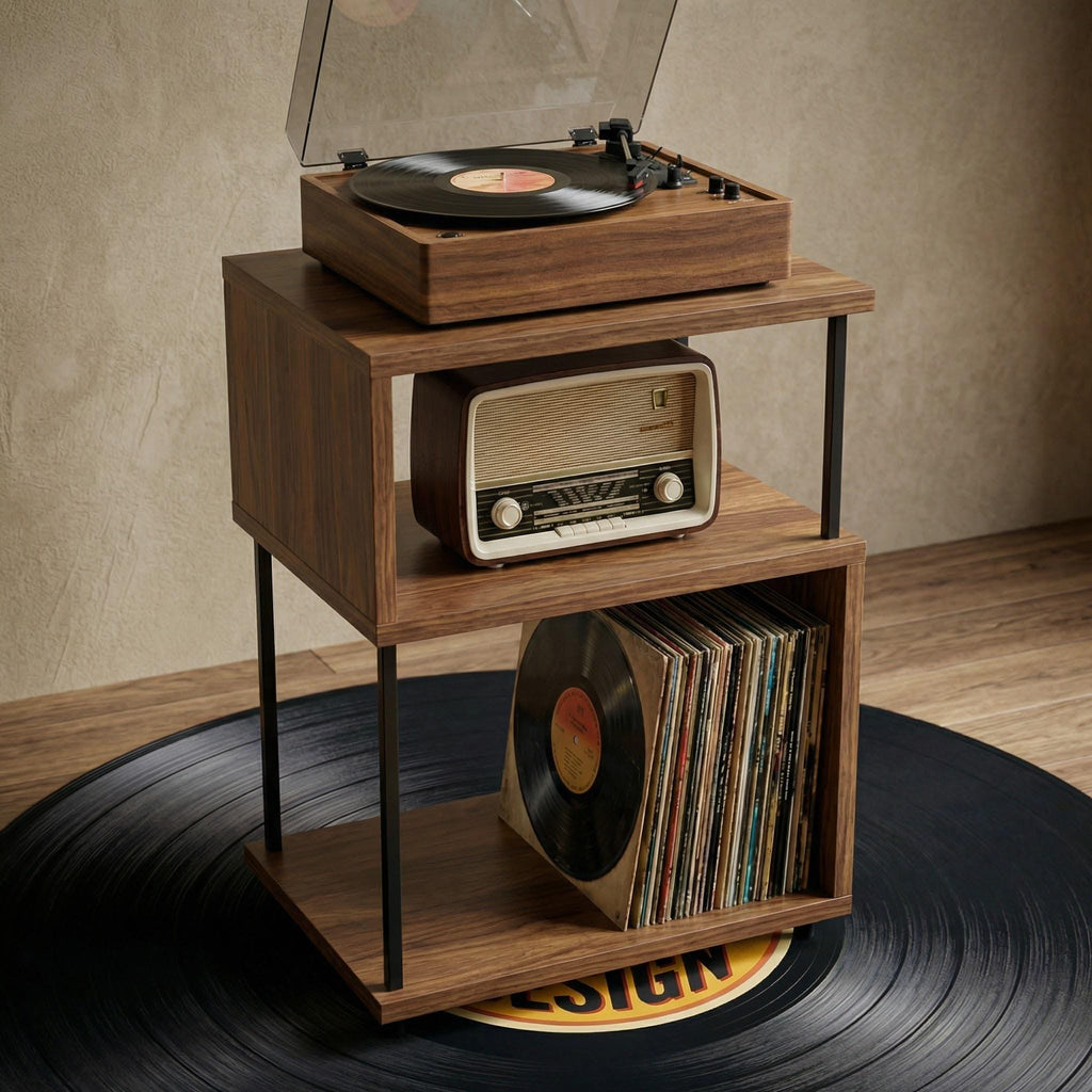 Custom Vinyl Rack, Engraved Minimal Record Stand, Personalized Turntable Station