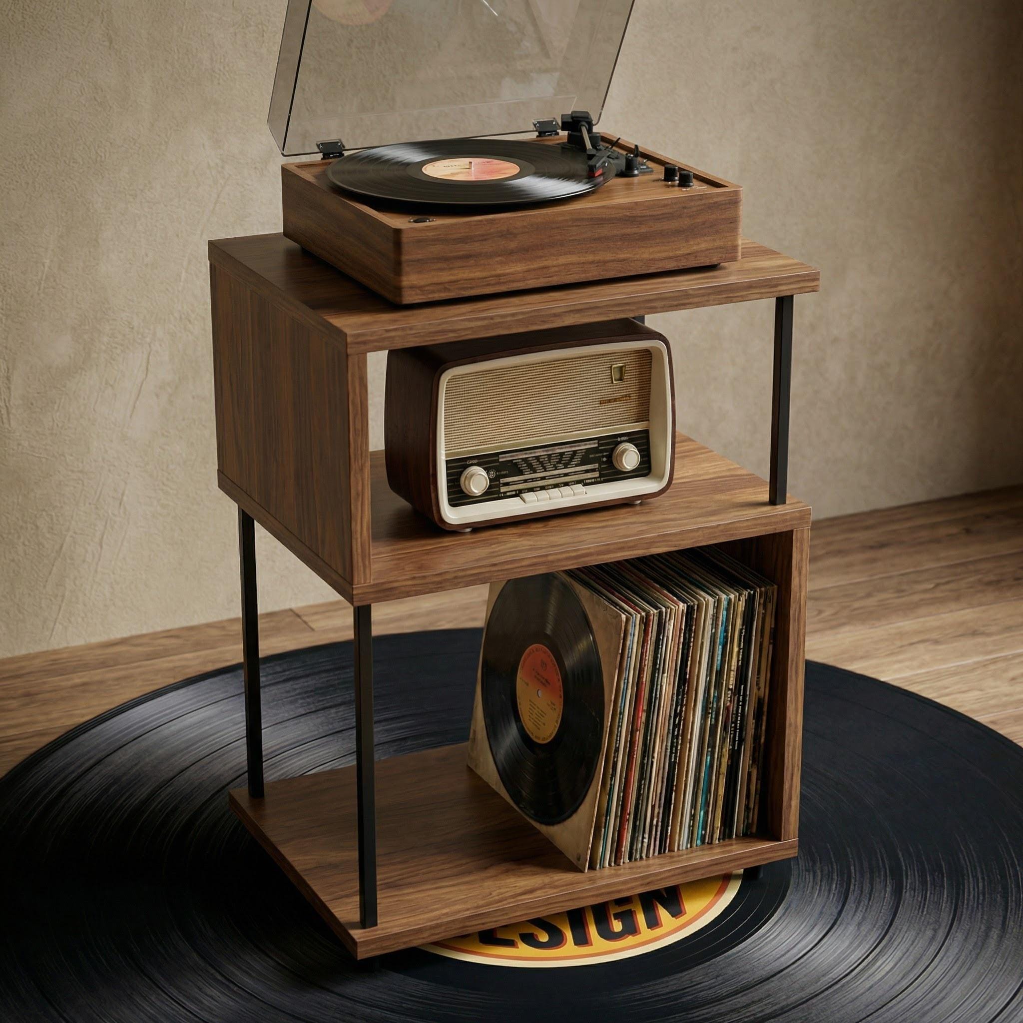 Custom Vinyl Rack, Engraved Minimal Record Stand, Personalized Turntable Station