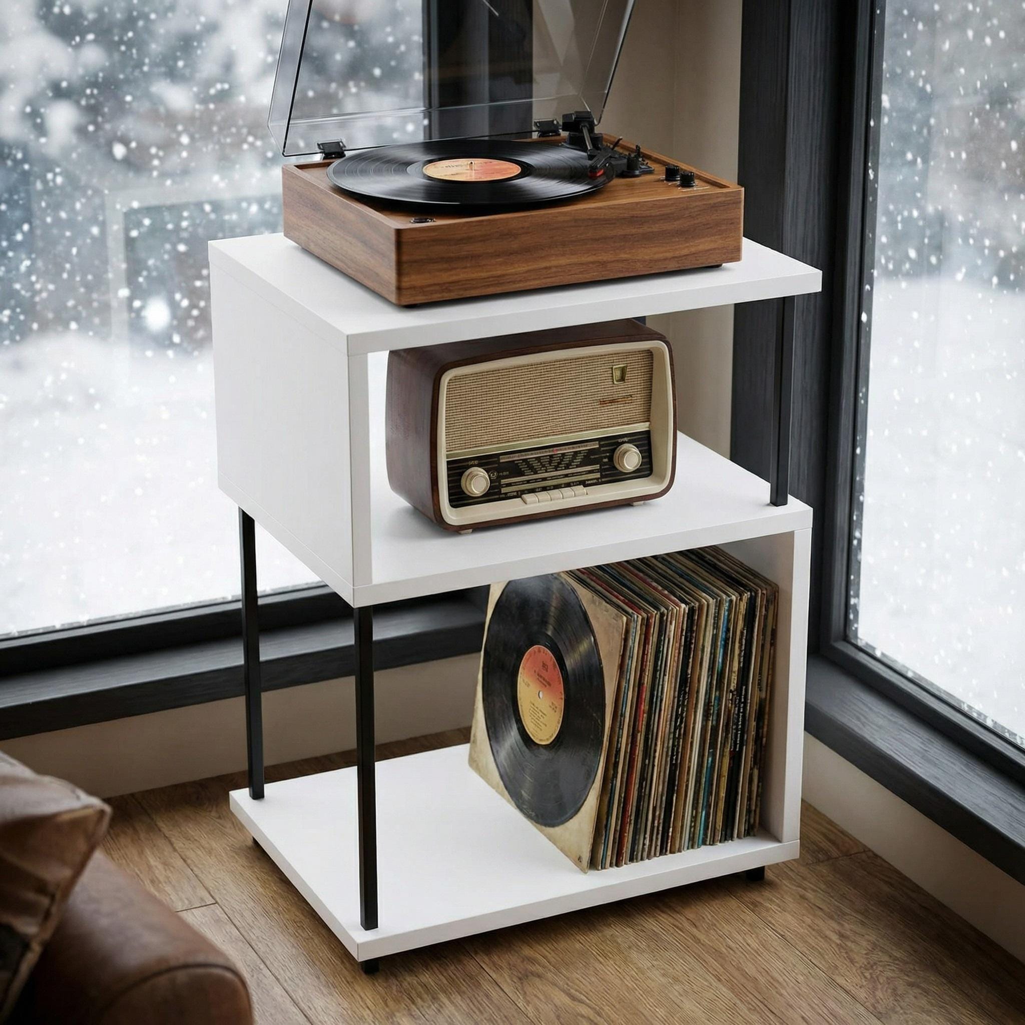 Custom Vinyl Rack, Engraved Minimal Record Stand, Personalized Turntable Station