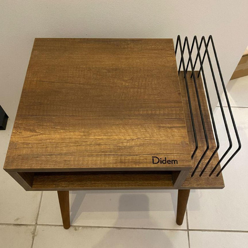 Personalized Mid Century Modern Record Stand, Engraved Baroque Wood Vinyl Storage, custom lp shelf.