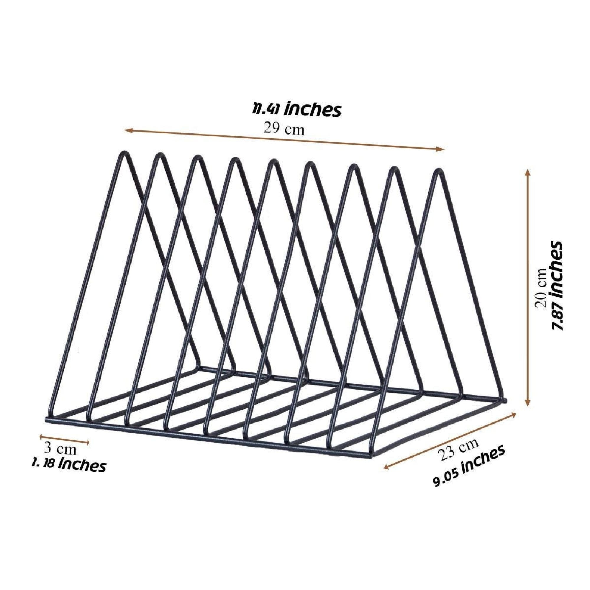 Desktop Record Rack, Black Metal Triangle Vinyl Stand, Minimalist LP Storage