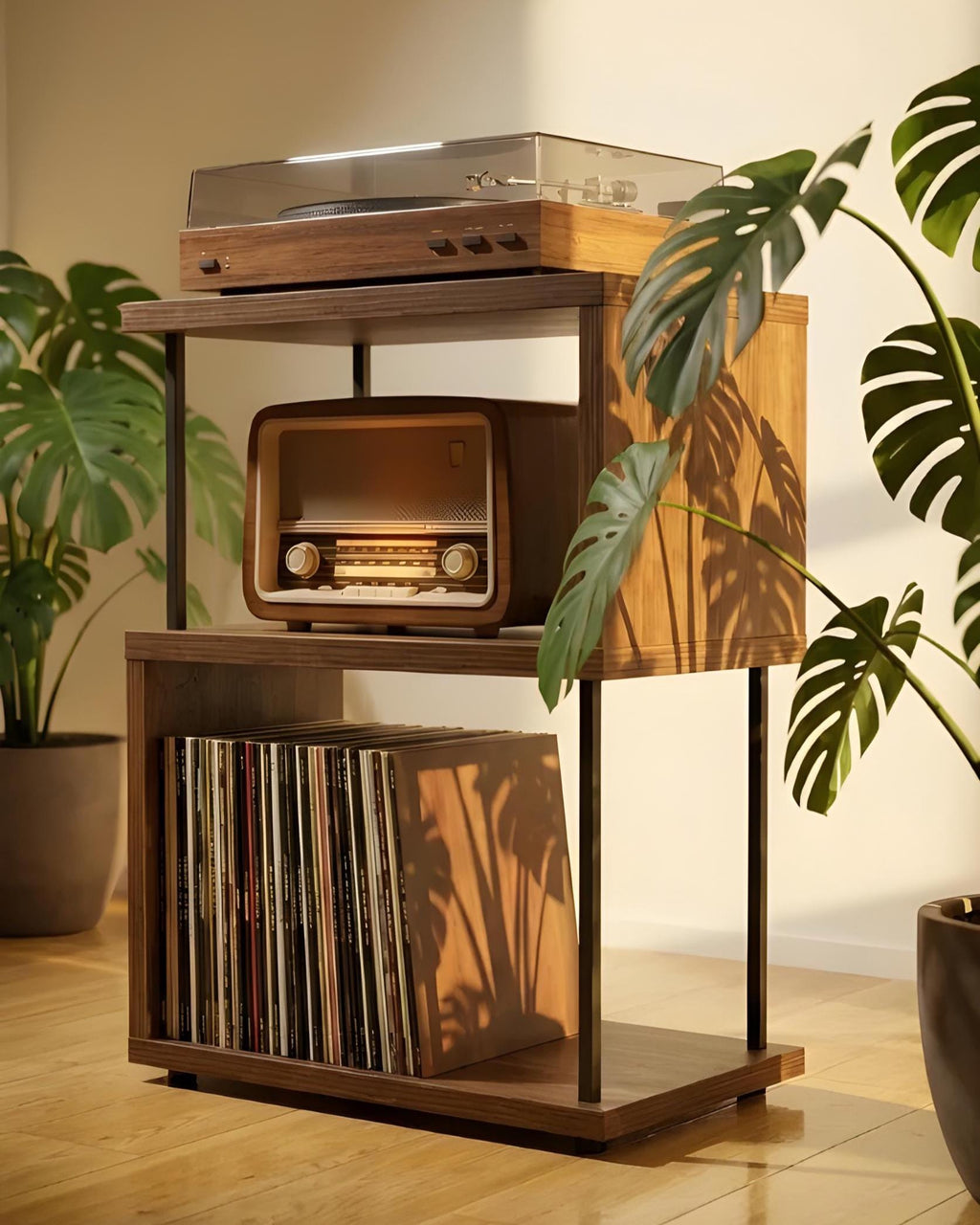 Personalized Name Record Rack – Turntable Stand & Speaker Shelf Unit, Vinyl LP Organizer Gift