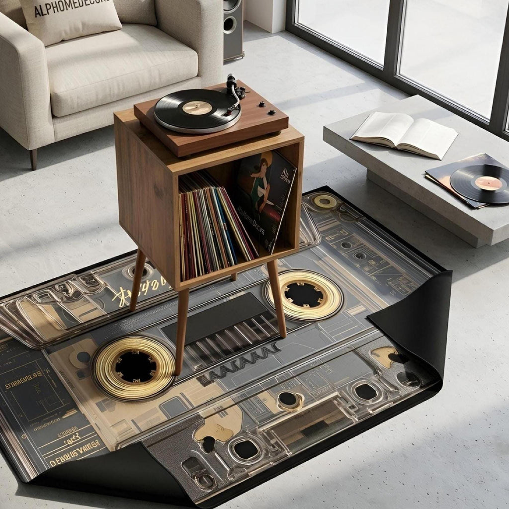 Mid-Century Modern Vinyl Record Stand, LP Turntable Furniture, Retro Record Player Table, Music Lover Gift.