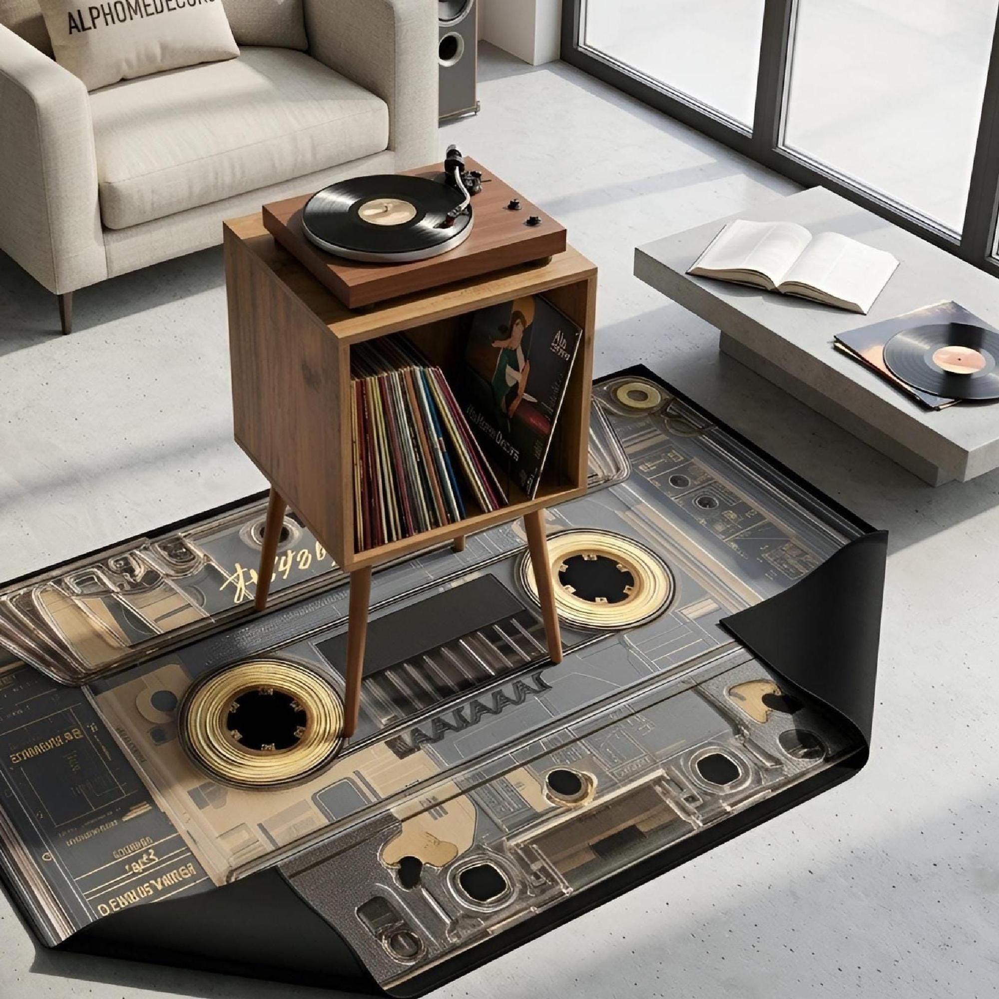 Mid-Century Modern Vinyl Record Stand, LP Turntable Furniture, Retro Record Player Table, Music Lover Gift.