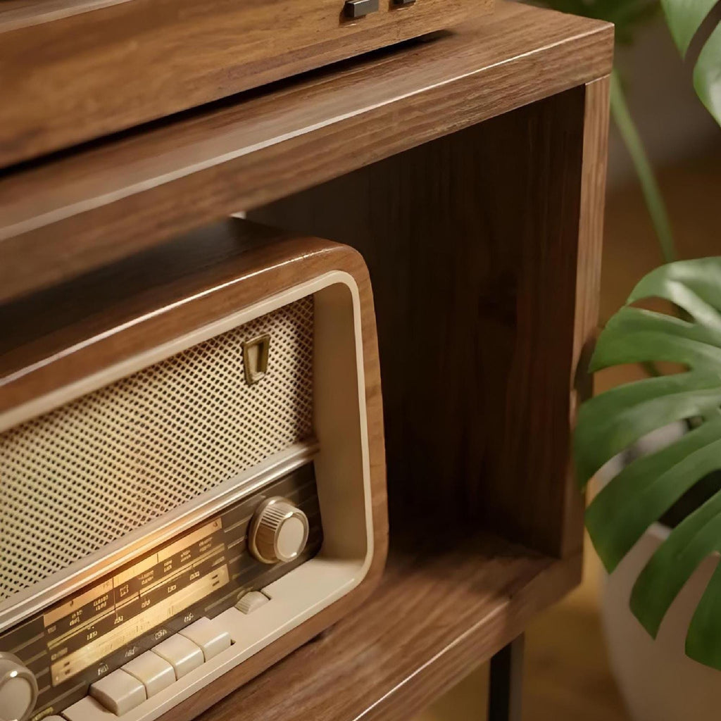 Handmade Wooden Record Player Stand – Modern Vinyl Storage Cabinet for LP Lovers