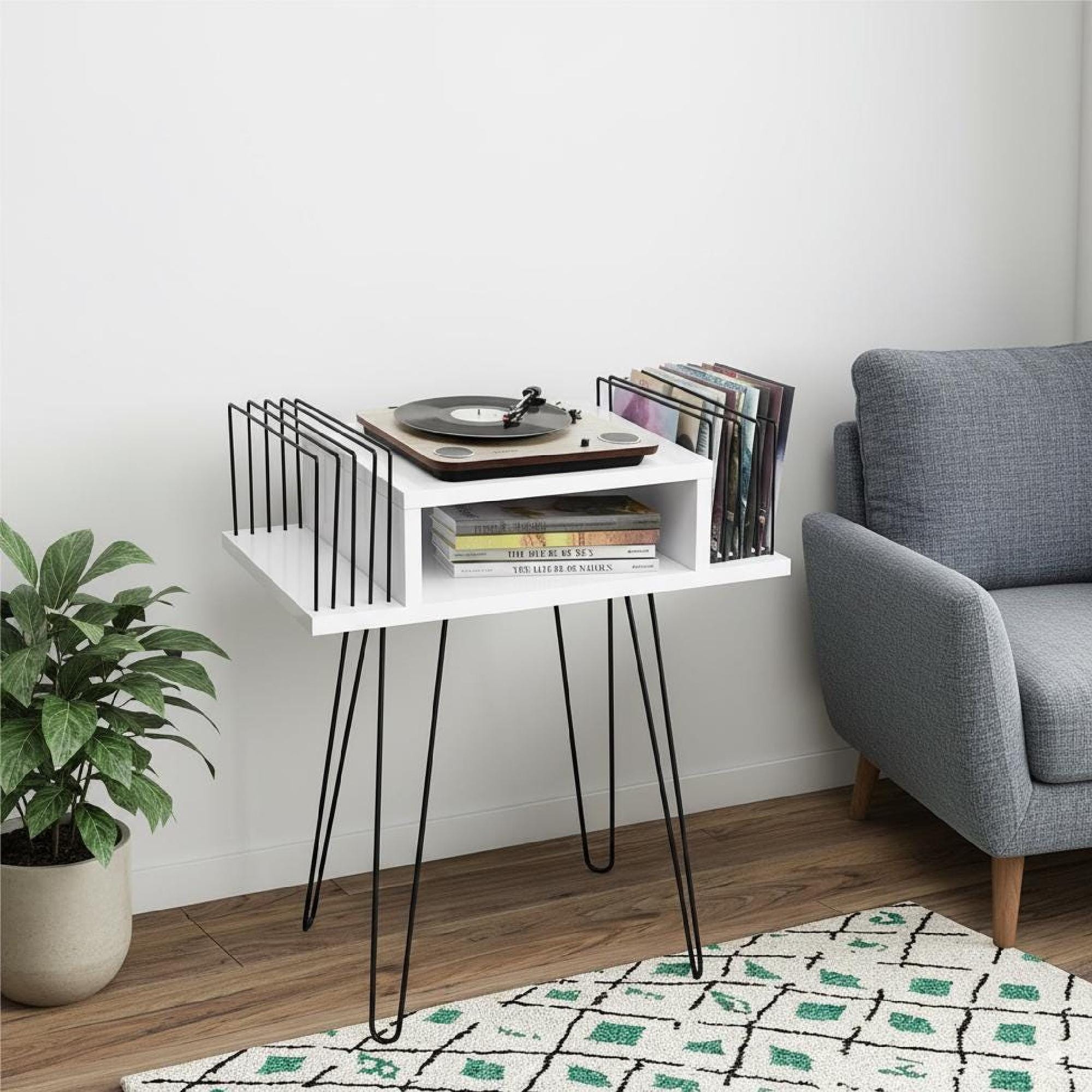 Record Player Stand : Vinyl Console Cabinet - LP Storage Rack - Handmade Music Furniture.