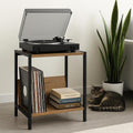 Mid-Century Modern Vinyl Record Player Stand: Boho Console Table