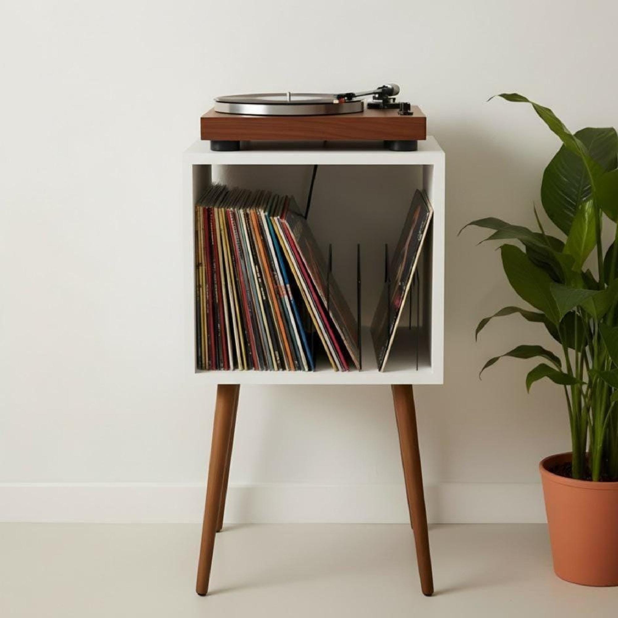 Vinyl storage unit, custom LP stand, retro Turntable cabinet
