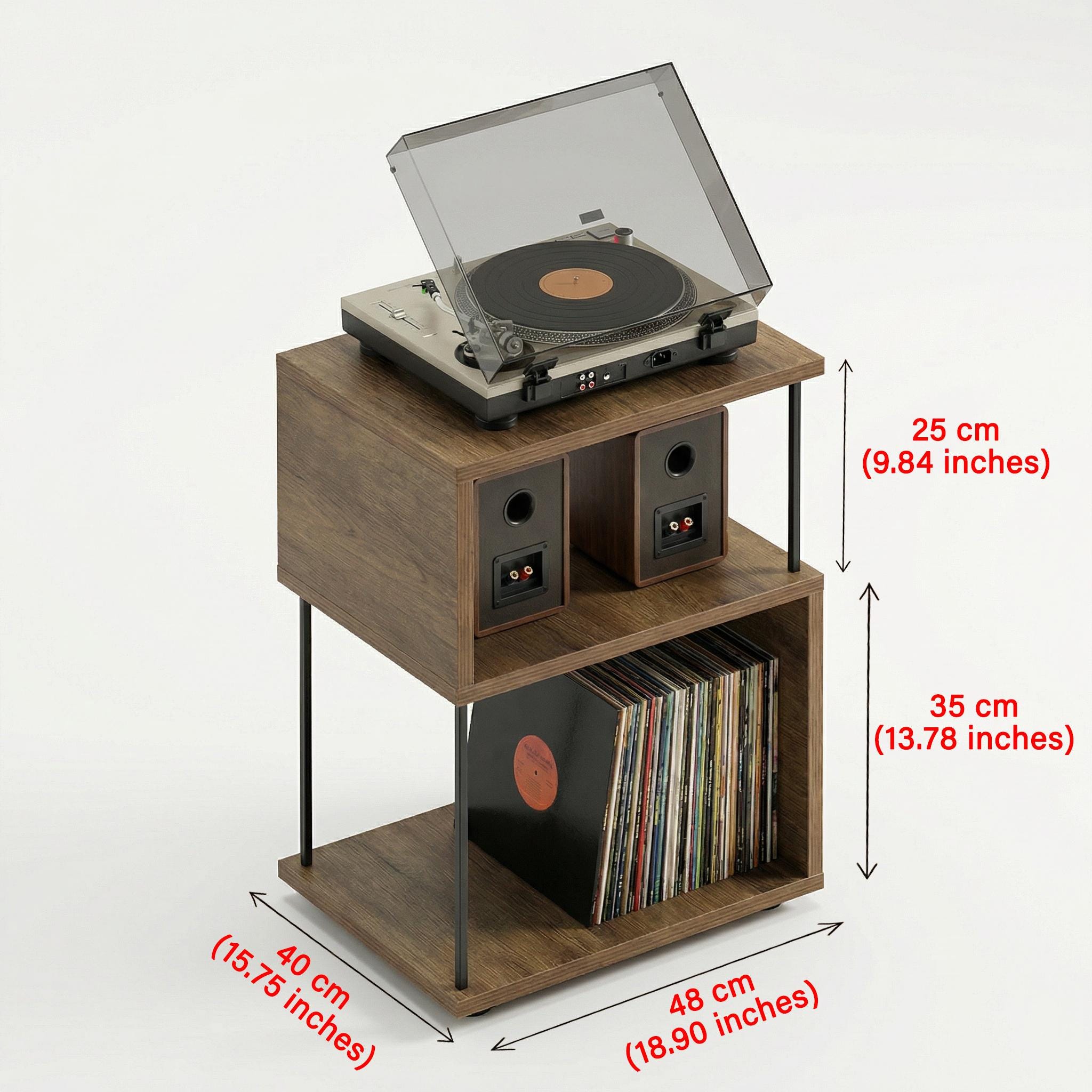 Handmade Wooden Record Player Stand – Modern Vinyl Storage Cabinet for LP Lovers