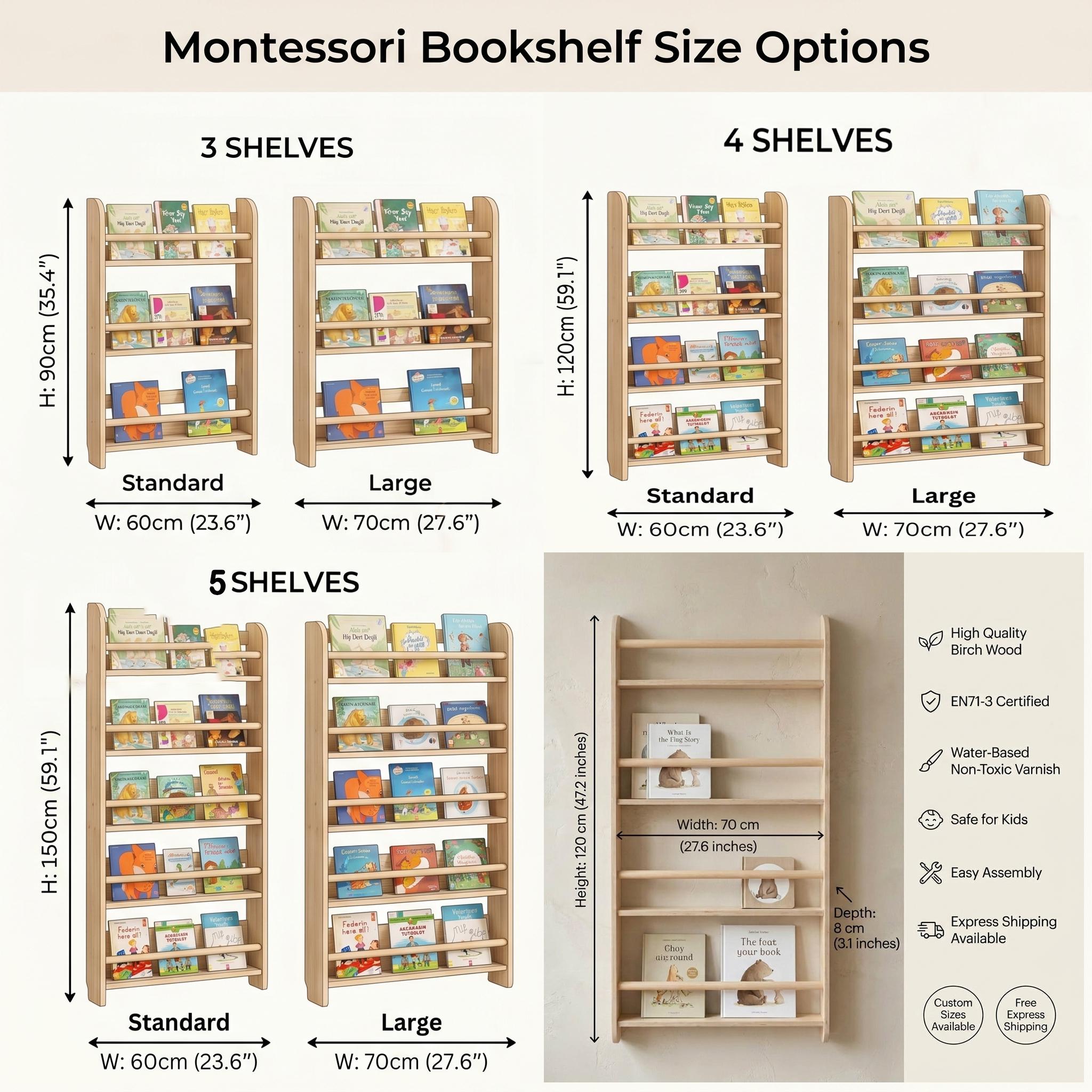 Vinyl Record Wall Shelf Birch Wood LP Display Rack Front Facing Album Storage.