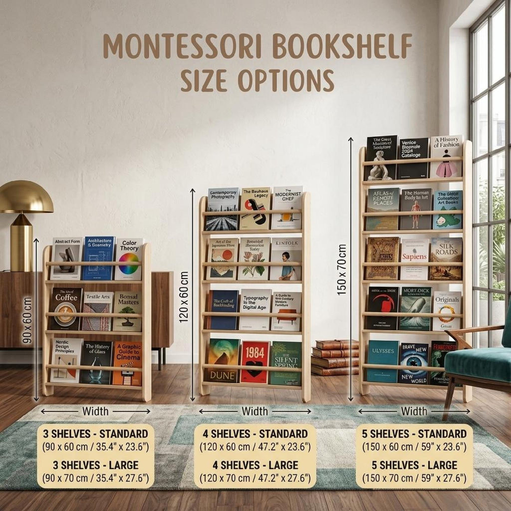Montessori Front Book Rack, Kids Wooden Nursery Book Display, Vinyl Record Ledge