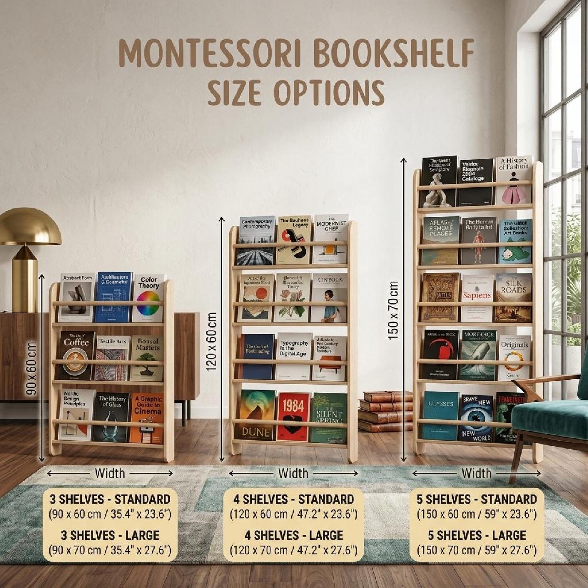Montessori Front Book Rack, Kids Wooden Nursery Book Display, Vinyl Record Ledge