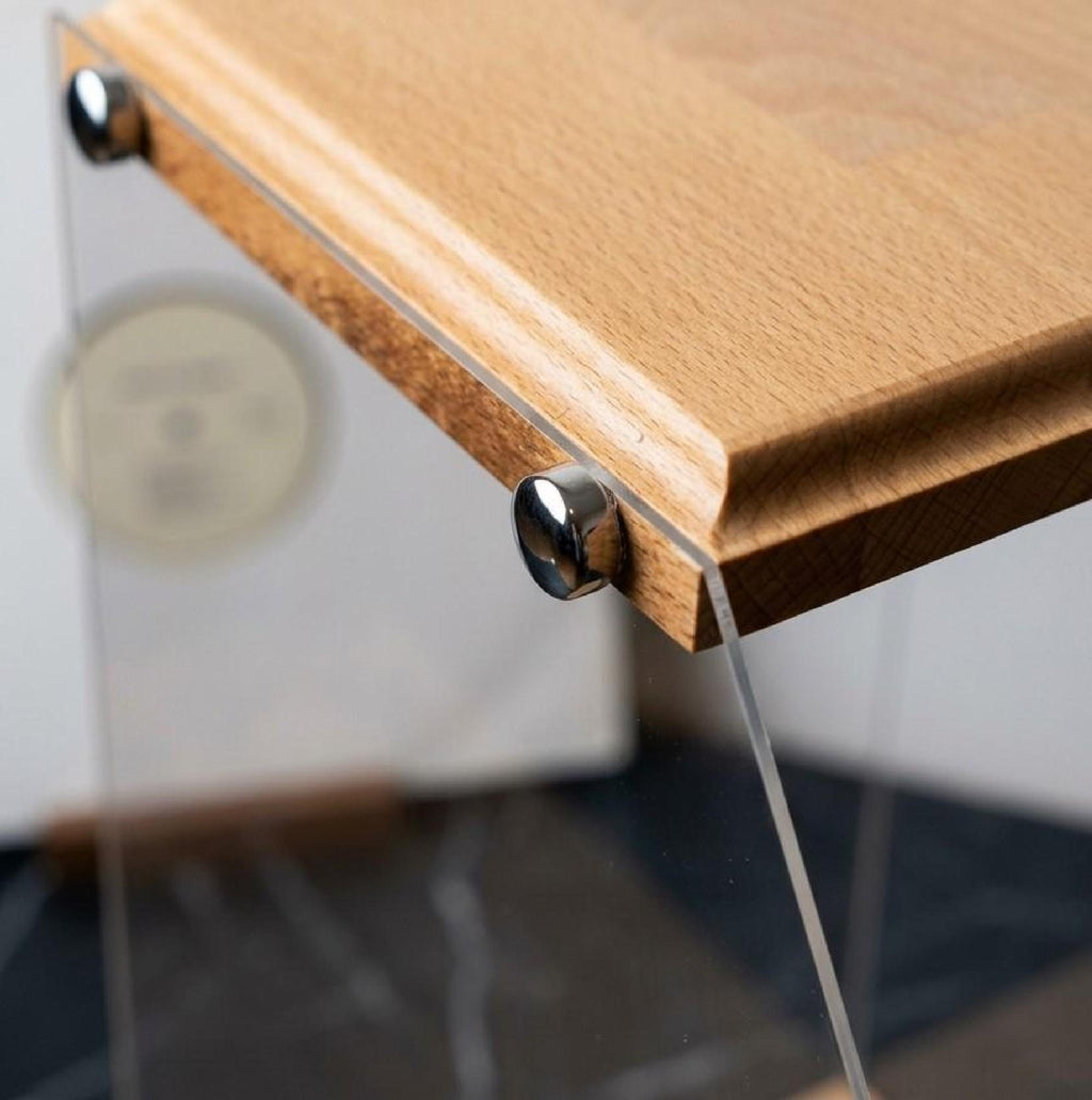Clear Vinyl Case Desktop Vinyl Box, Solid Wood and Plexiglass LP Holder