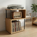Name Record Rack, Oak Look, Compact LP Stand, Minimal Vinyl Shelf