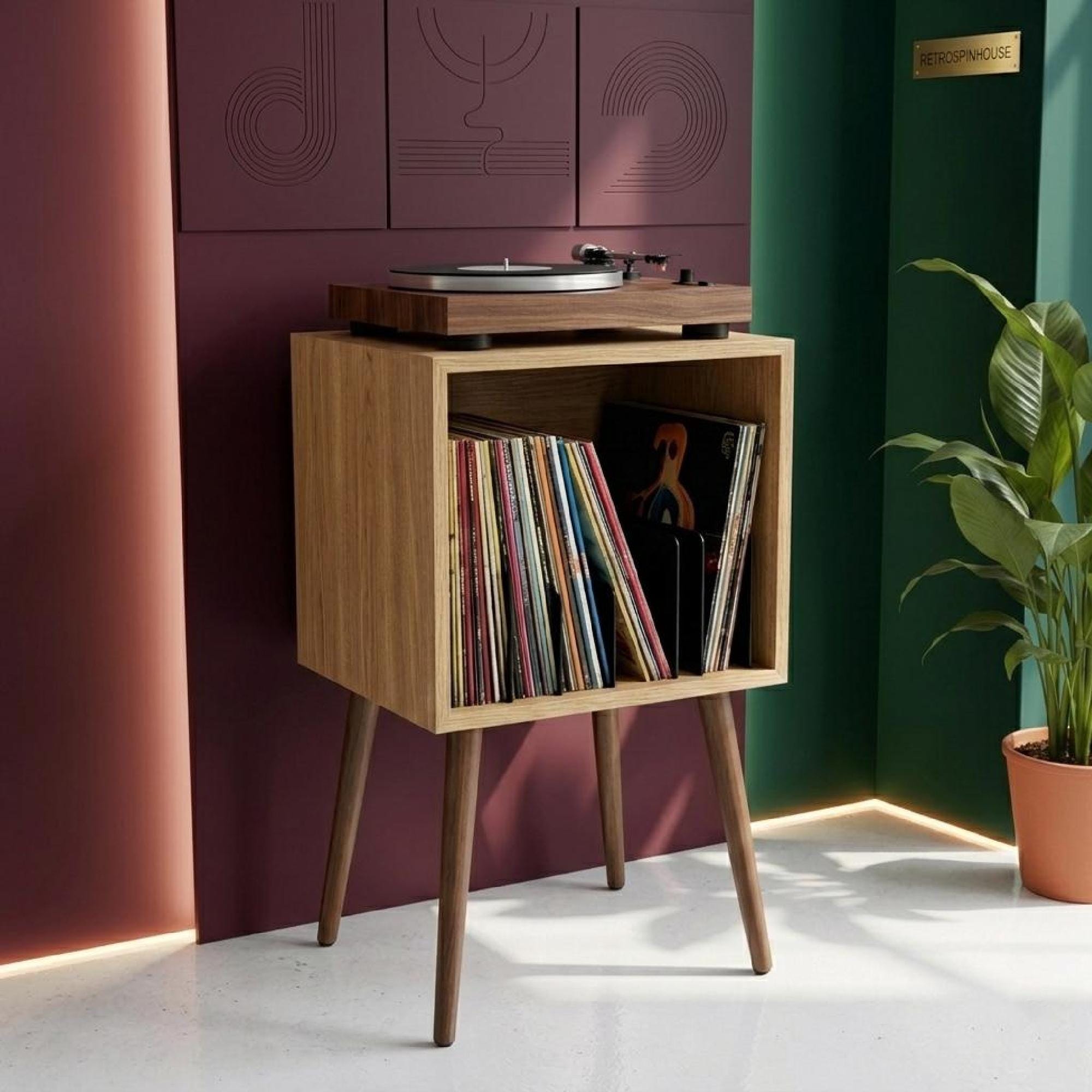 Simple Record Stand, Mid Century Wood, Slim Vinyl Shelf Unit
