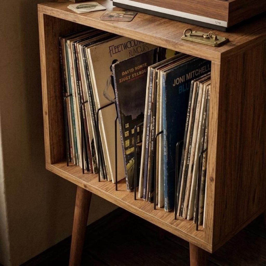Simple Record Stand, Mid Century Wood, Slim Vinyl Shelf Unit