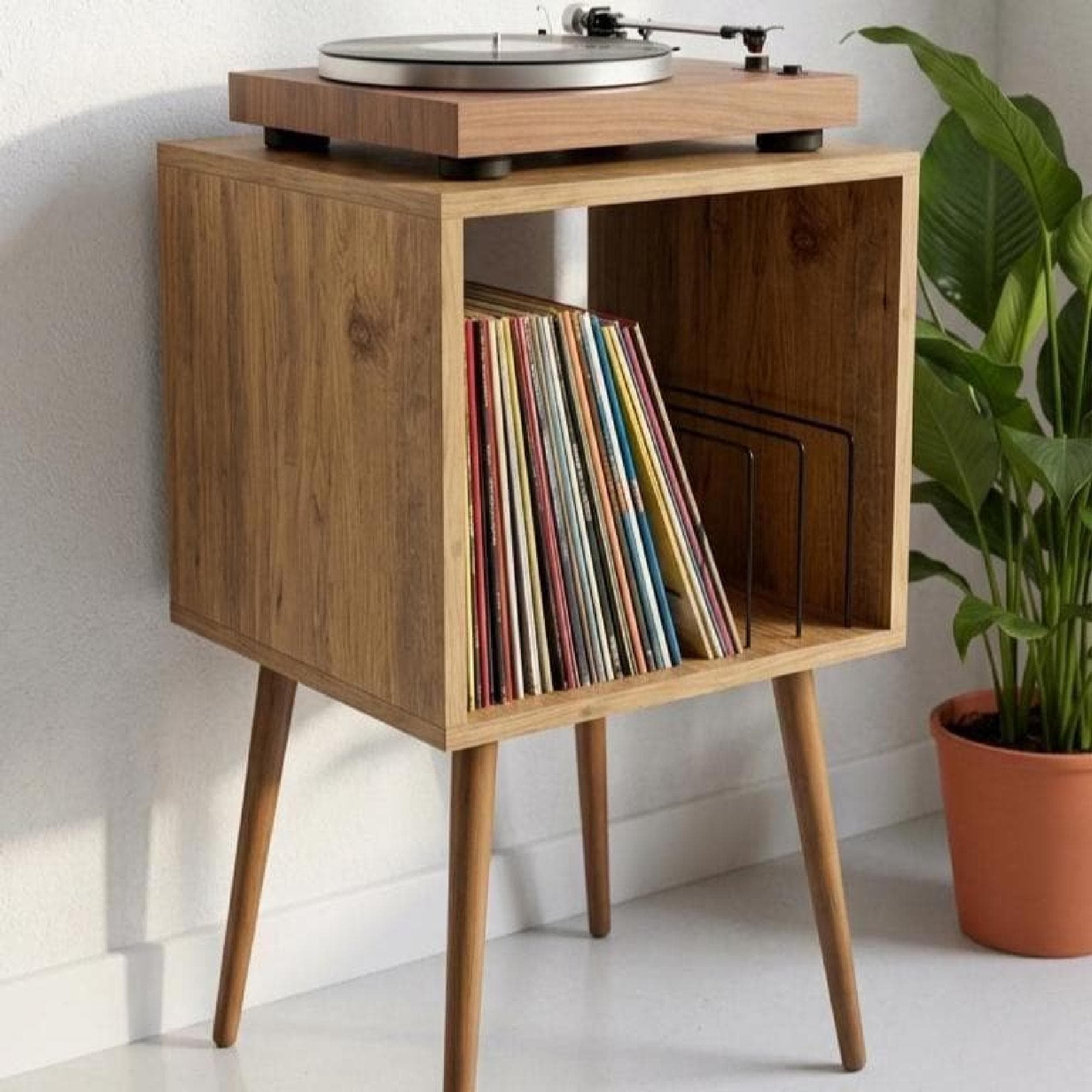Simple Record Stand, Mid Century Wood, Slim Vinyl Shelf Unit
