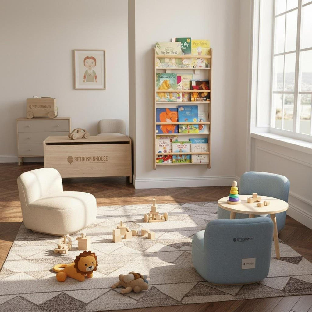 Montessori Bookcase for Kids, Bücherregal Kinder Holz, Nursery Bookshelf, Baby Book Display, Toy Storage Shelf, Kinderzimmer Möbel.