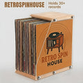 Vinyl record stand, solid wood LP record holder, clear acrylic display