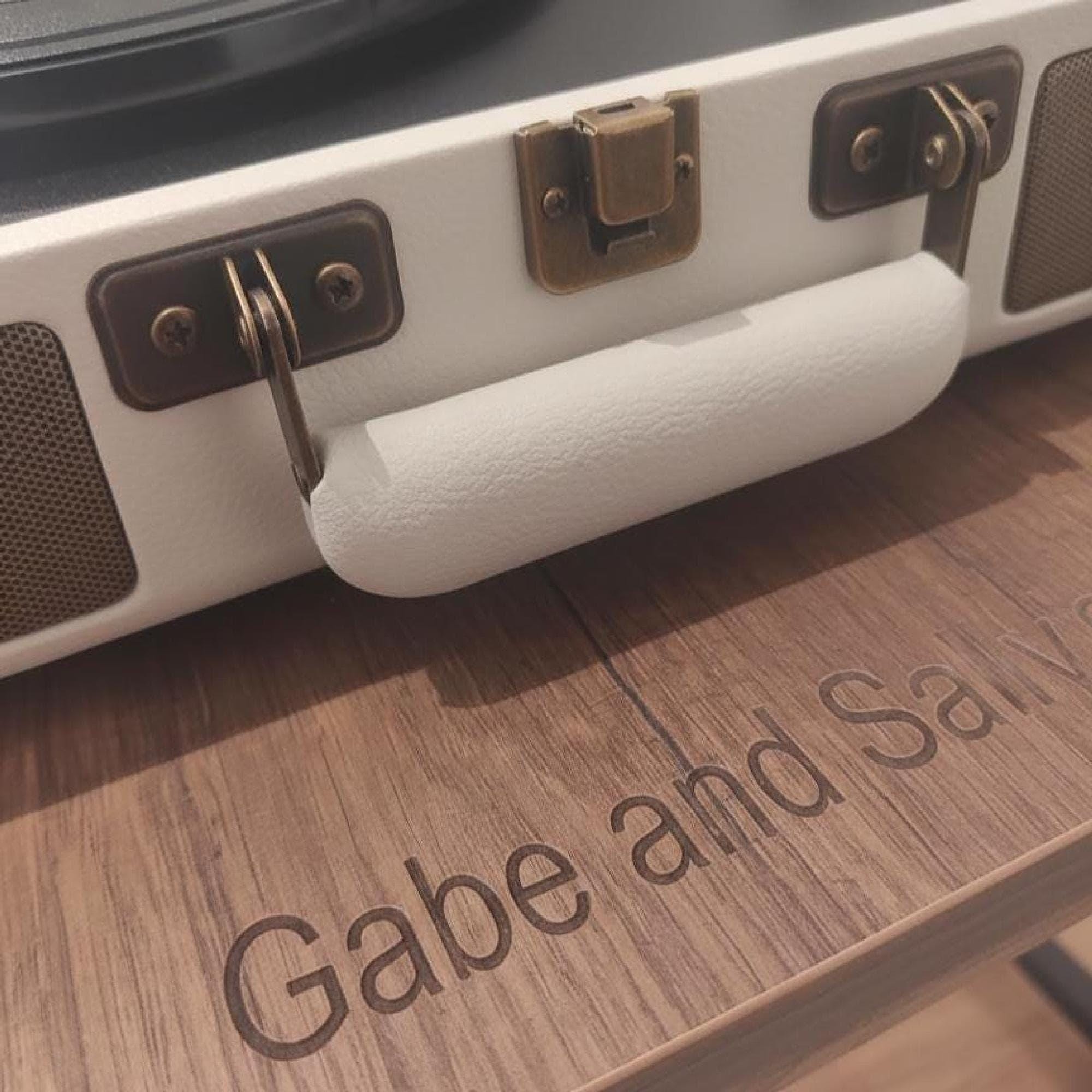 Personalized Retro Vinyl Record Player Stand, Mid Century Modern LP Storage