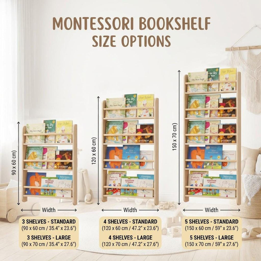 Montessori Bookcase for Kids, Bücherregal Kinder Holz, Nursery Bookshelf, Baby Book Display, Toy Storage Shelf, Kinderzimmer Möbel.