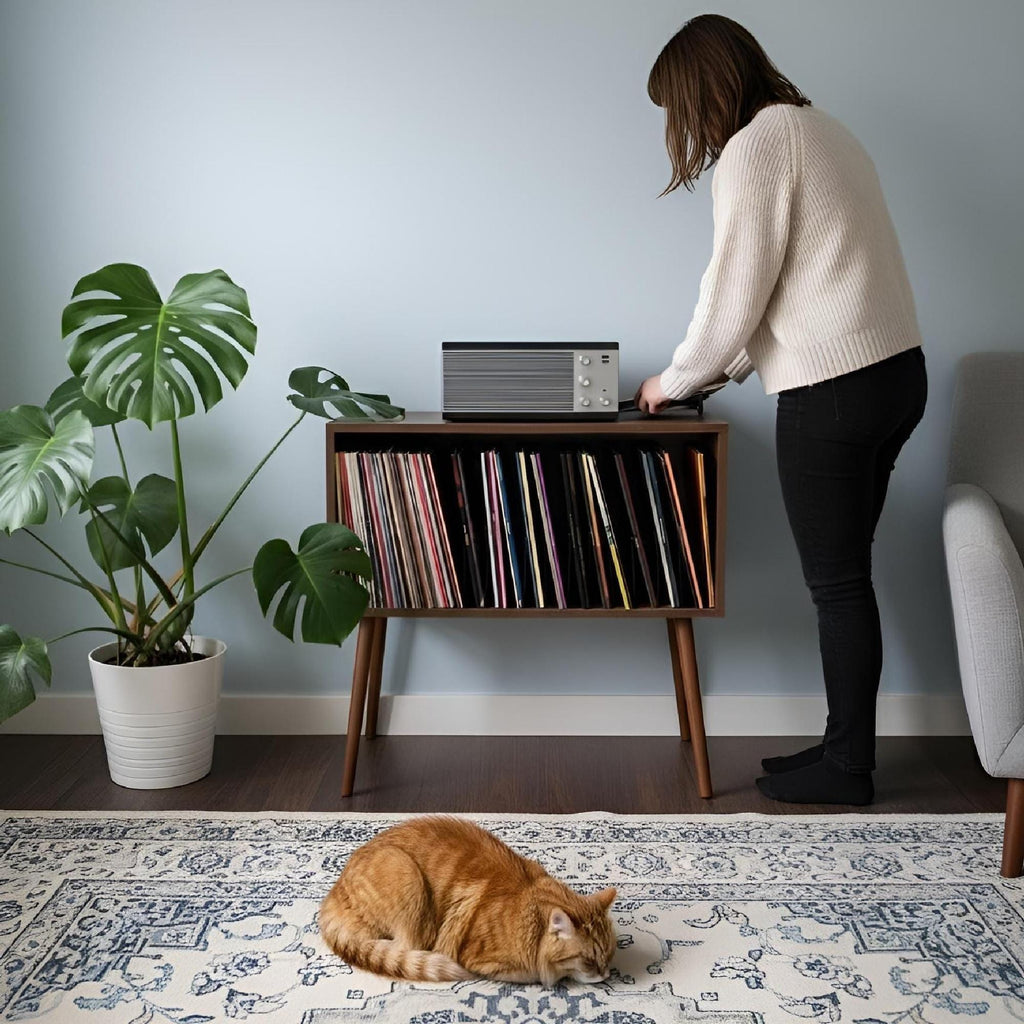 Lp Organizer Stand, Speaker Shelf Unit, Large Modern Console