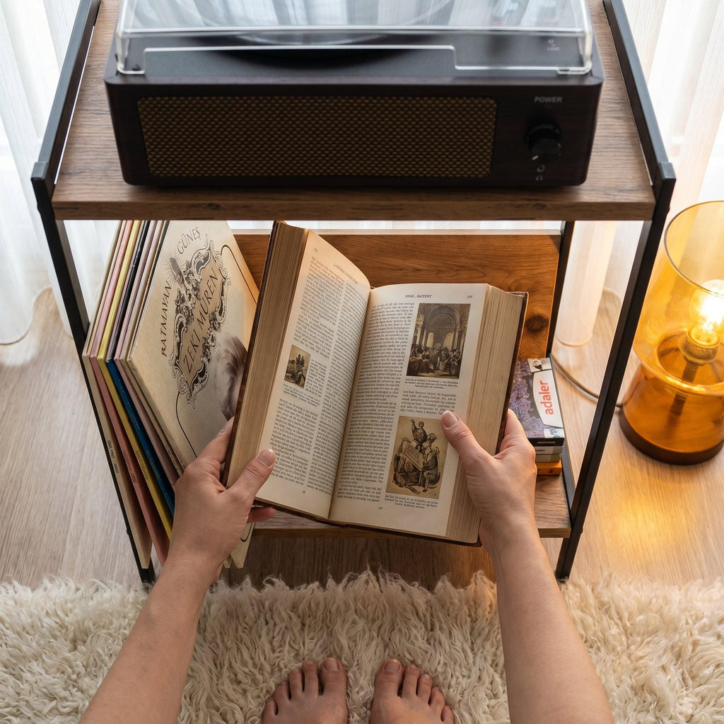 Record player rack, Turntable Stand, Compact album storage unit
