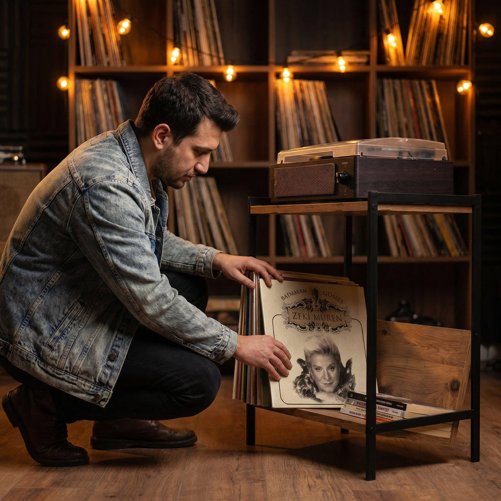 Record player rack, Turntable Stand, Compact album storage unit