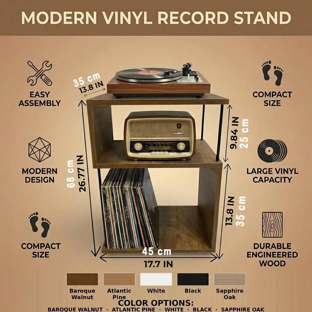 Handmade Record Player Stand | Vinyl Storage Cabinet, Turntable Table, LP Record Shelf, Mid Century Music Furniture.