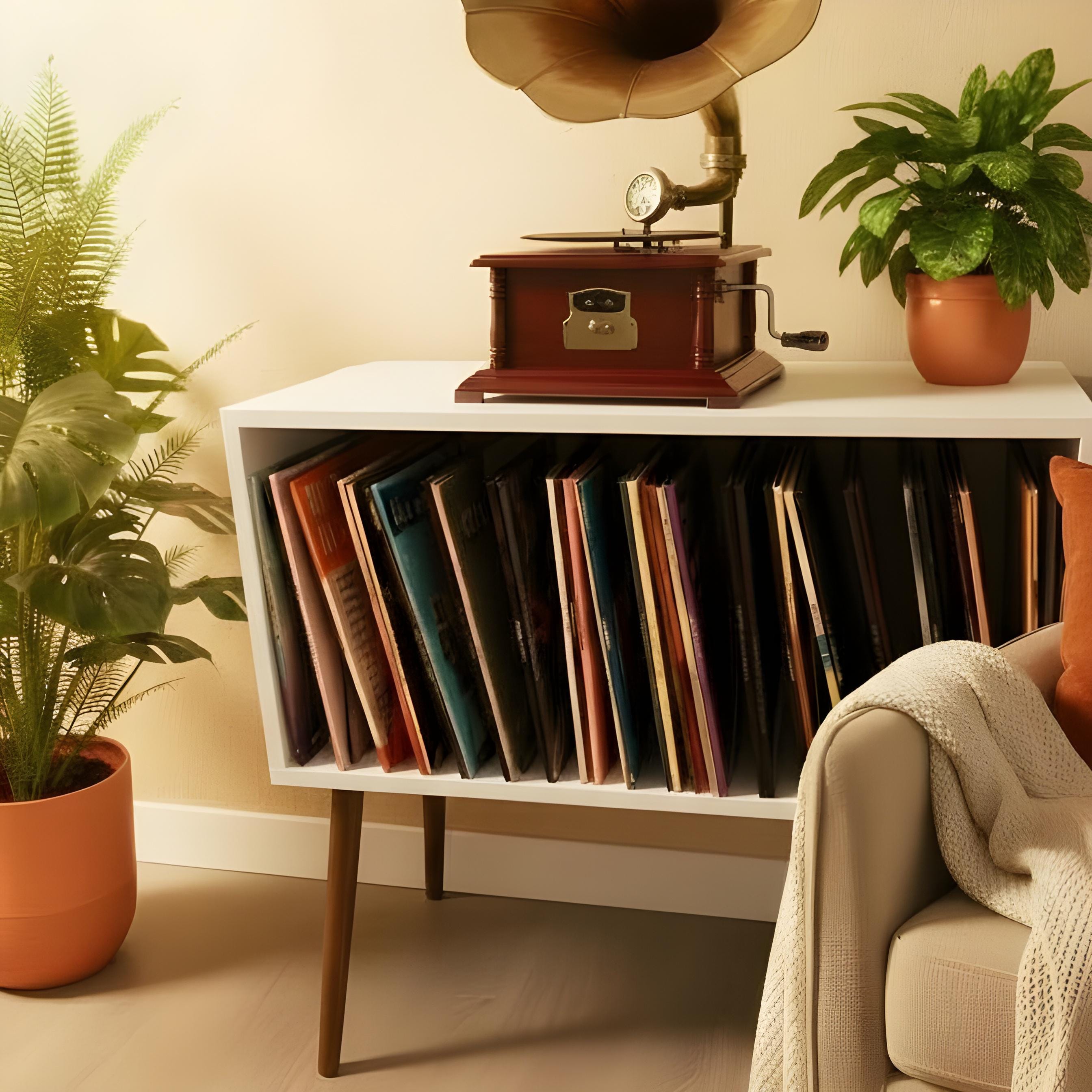 Lp Organizer Stand, Speaker Shelf Unit, Large Modern Console