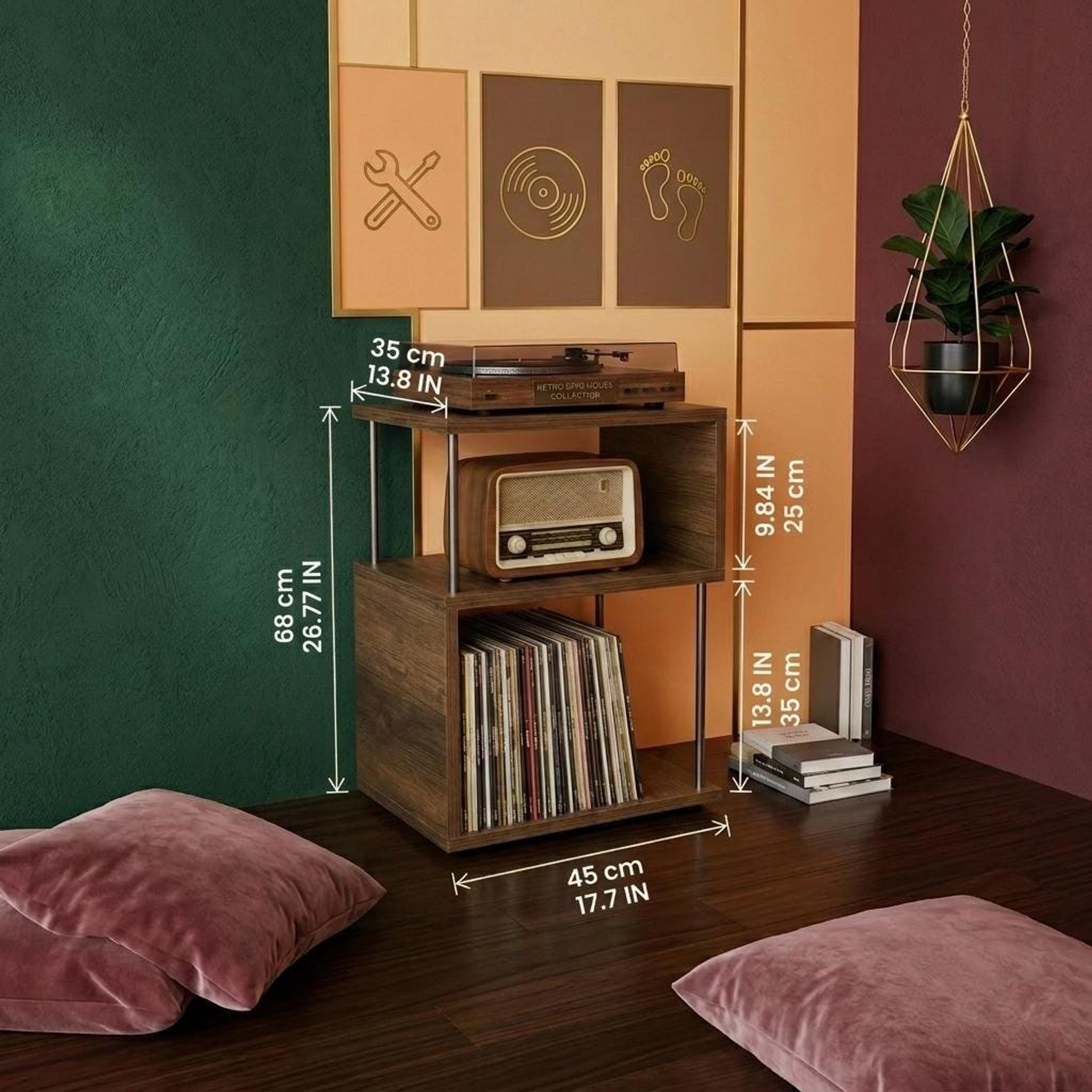 Personalized Name Record Rack – Turntable Stand & Speaker Shelf Unit, Vinyl LP Organizer Gift