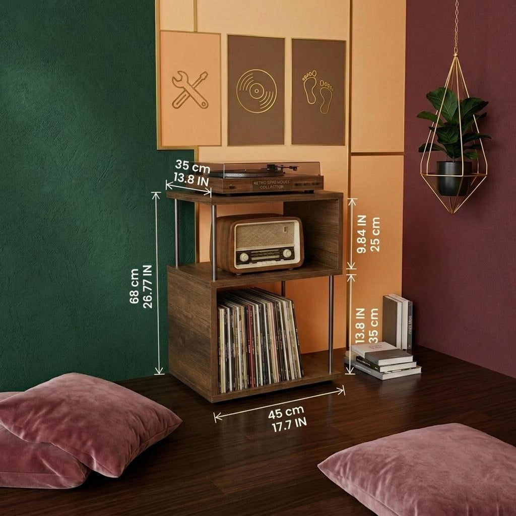 Custom Vinyl Rack, Engraved Minimal Record Stand, Personalized Turntable Station