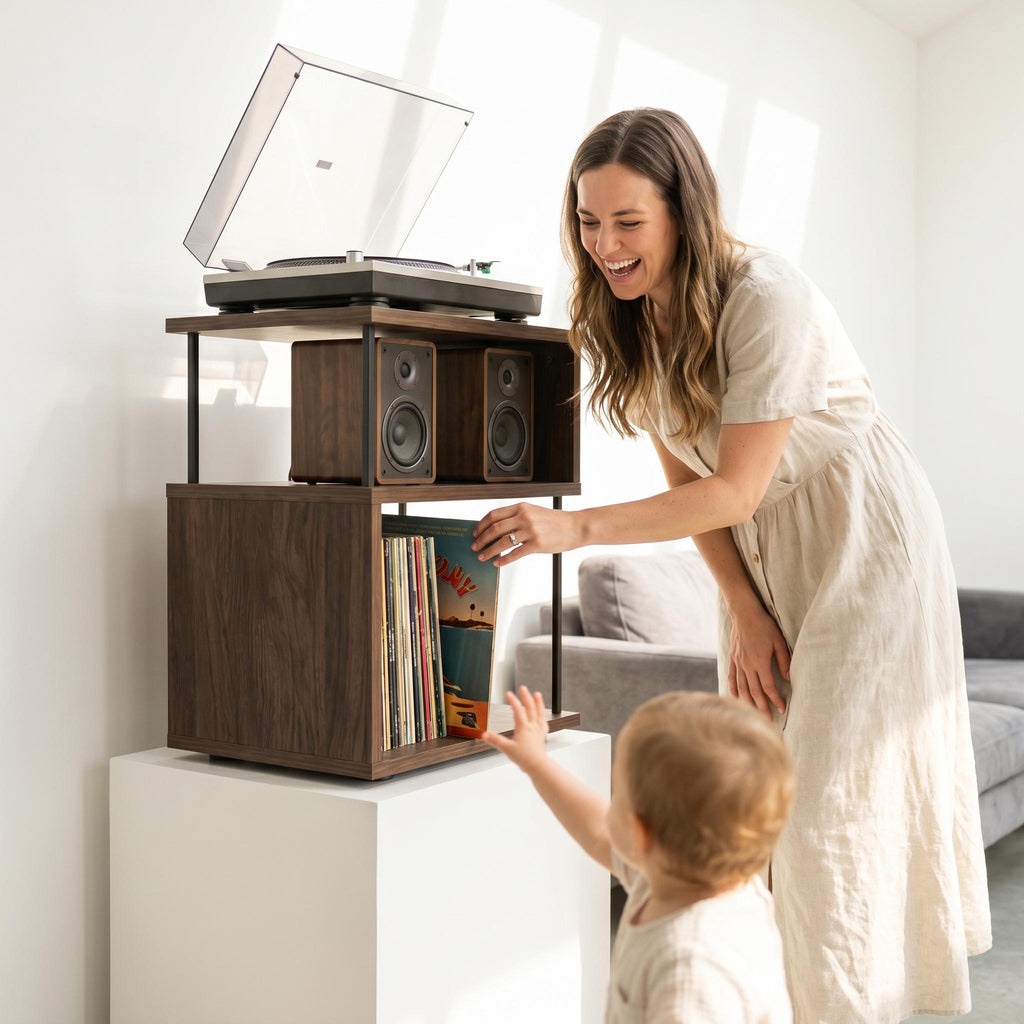Handmade Record Player Stand | Vinyl Storage Cabinet, Turntable Table, LP Record Shelf, Mid Century Music Furniture.