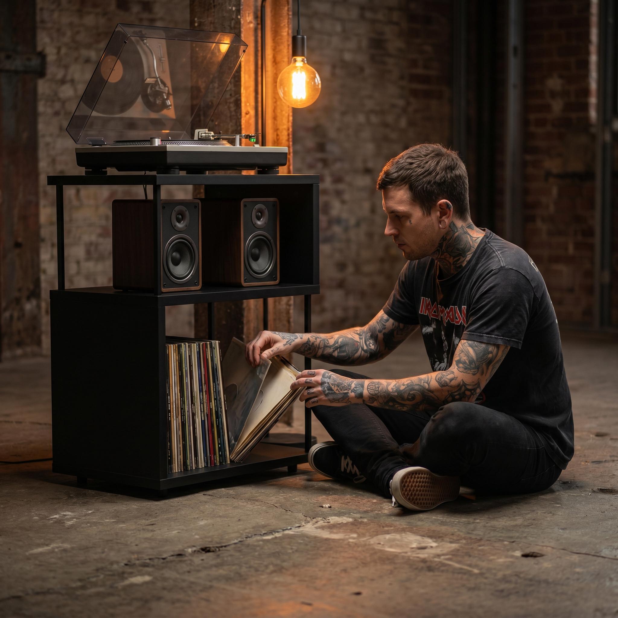 Handmade Record Player Stand | Vinyl Storage Cabinet, Turntable Table, LP Record Shelf, Mid Century Music Furniture.