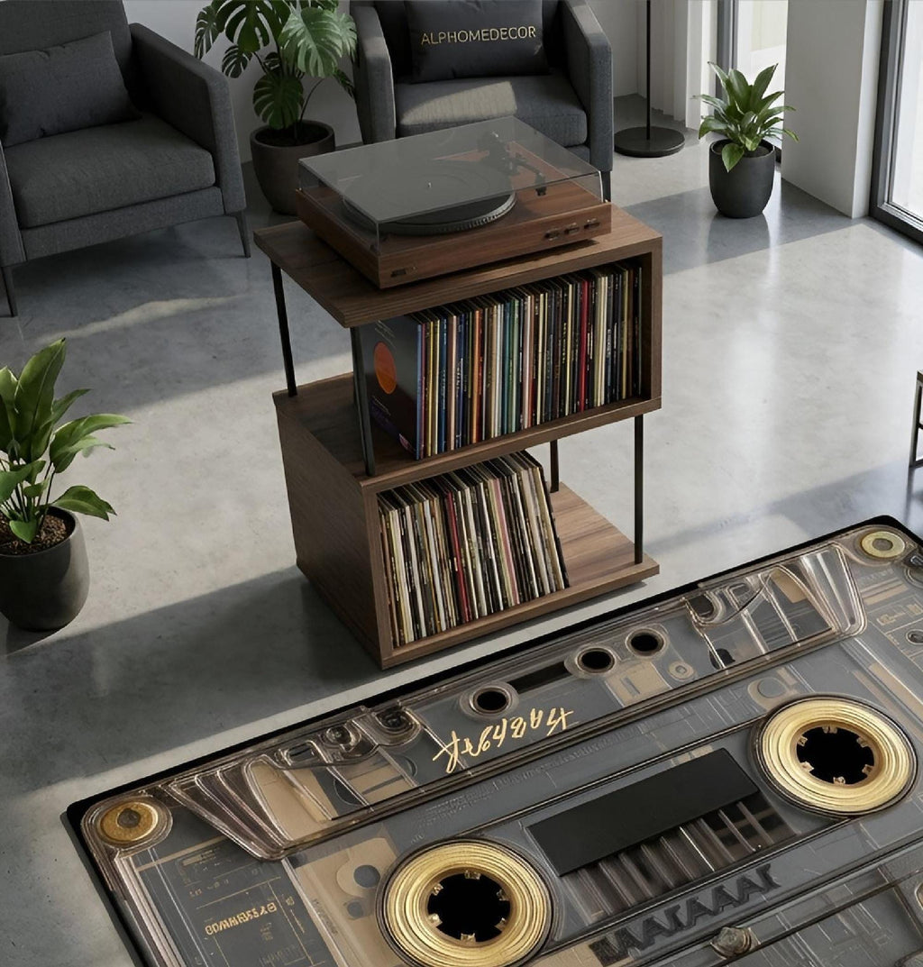 Mid-Century Modern Record Stand, Compact Vinyl Stand, Retro Audio Table