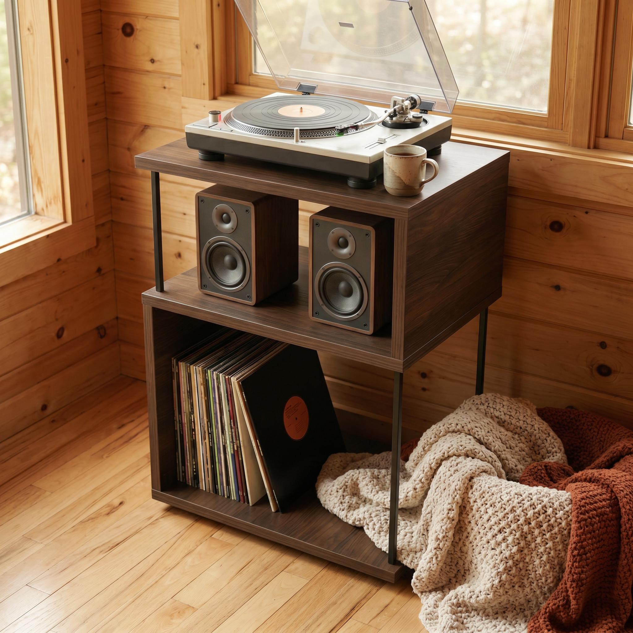 Handmade Record Player Stand | Vinyl Storage Cabinet, Turntable Table, LP Record Shelf, Mid Century Music Furniture.