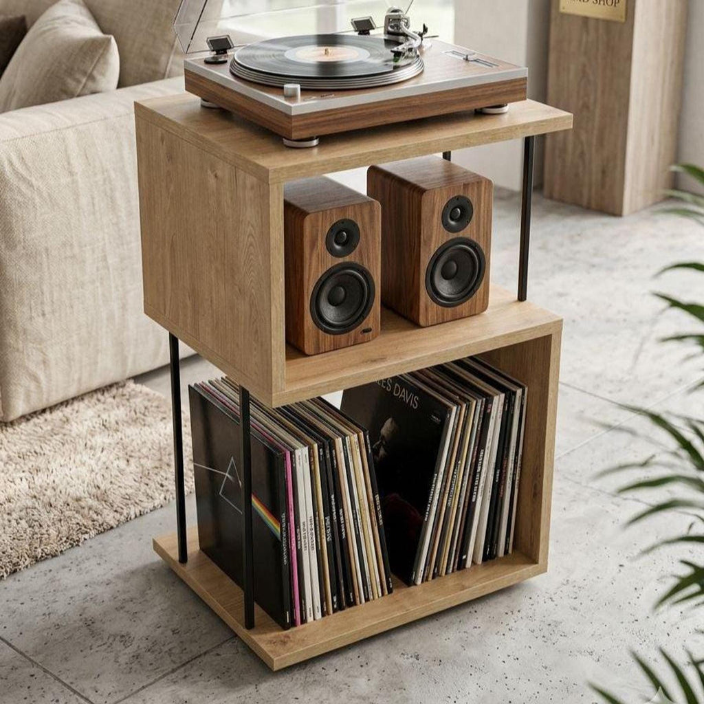 Handmade Record Player Stand | Vinyl Storage Cabinet, Turntable Table, LP Record Shelf, Mid Century Music Furniture.